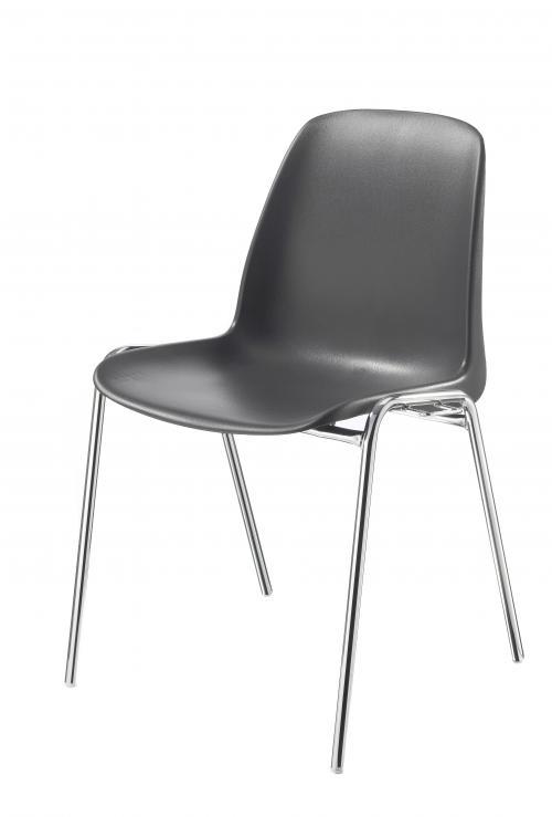 Kunststoff Stapelstuhl stabil - Sitz-und Rückenlehne Anthrazit - Gestell chrom - Design Kunststoff Stapelstuhl sofort lieferbar - Preishit - der Preiseinsteiger !  